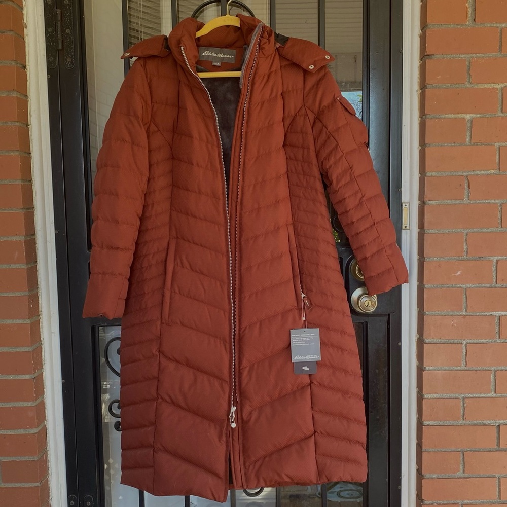 EDDIE BAUER SIZE SUN VALLEY DOWN DUFFLE COAT IN DARK SABLE SIZE PETITE LARGE - Picture 3 of 16